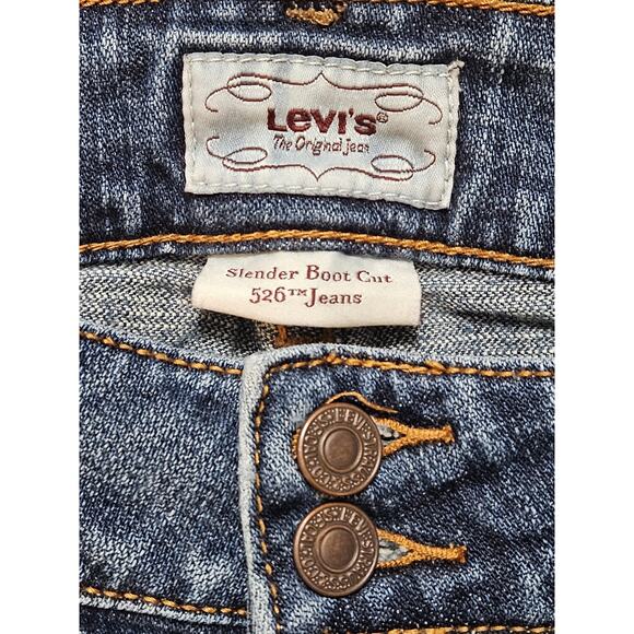 Levi's 526 Jeans Women's Size 12 Blue Slender Boot Cut Mid Rise Double Button - Picture 4 of 9
